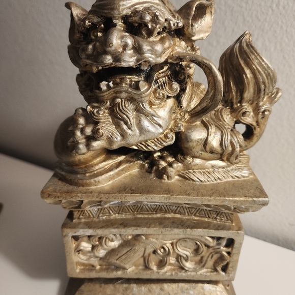 Set of 2 Vintage The Bombay Company detailed Chinese Temple Lion Foo Dog Resin - Picture 3 of 16